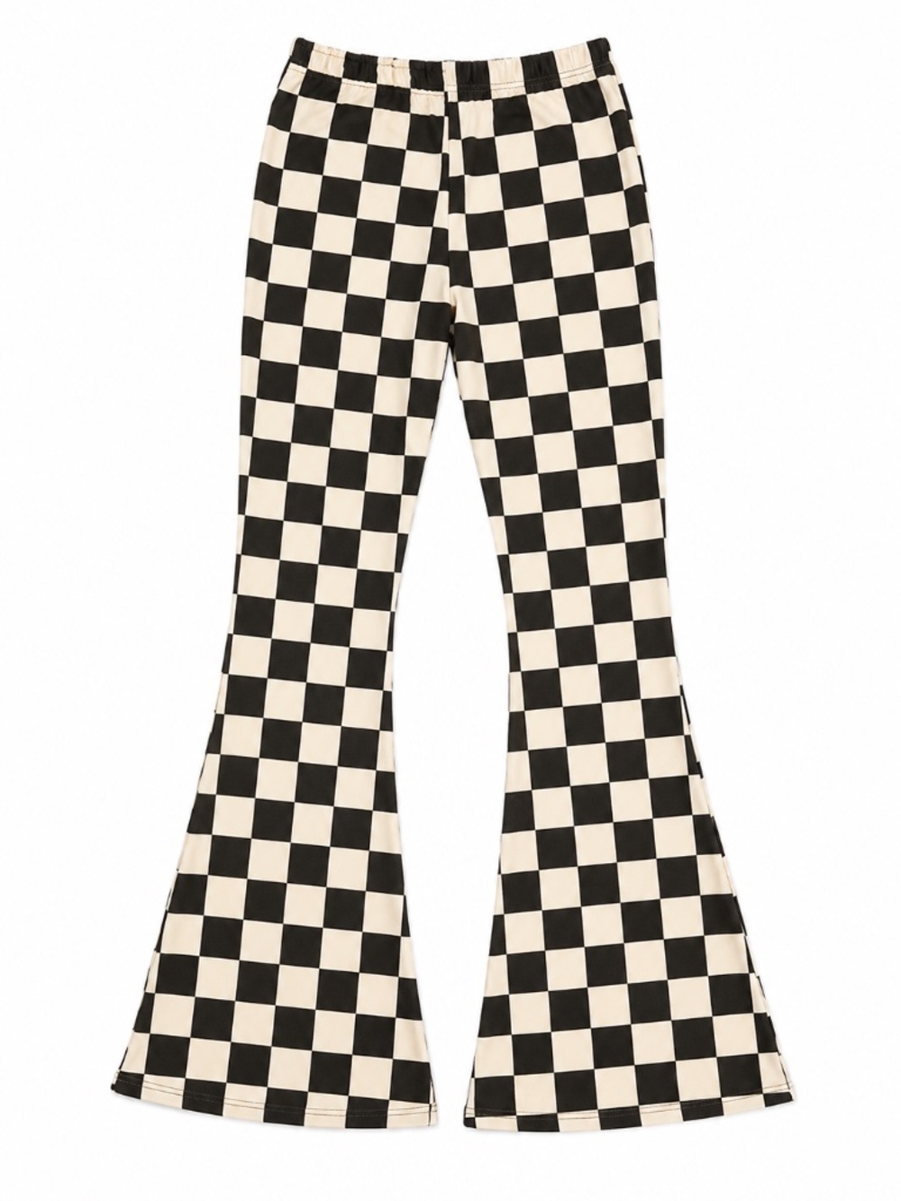 Topshop Checkerboard Flare Stretch Pants US 8 Green & Cream